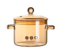 Pentola in resistente al calore, 21 x 14,5 x 13,5 cm, pentole trasparenti con coperchio per zuppa, latte, pasta bollente, cottura a vapore, forno a microonde, padella