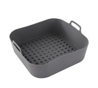 Pentola in silicone for friggitrice ad aria, fodere quadrate in riutilizzabili e spesse for, sostituzione della carta da forno for il cestello Adatto per friggitrici ad aria e forni(Grey)