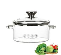 Pentola in vetro con coperchio e manico, pentola for cottura a fuoco lento, pot-pourri for zuppa, latte, pappe, frutta e spezie, pentole for fornelli, piccola pentola for zuppa(13CM)