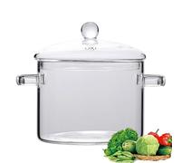 Pentola in vetro con coperchio for cucinare con coperchio e manico, borosilicato ad alta resistenza for fornelli(1350ml)