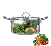 Pentola in vetro con coperchio, pentola for cucinare sul fornello grande in vetro la cucina di casa, ristorante e lavastoviglie(4.5L)