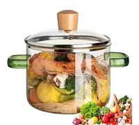 Pentola in vetro con coperchio, pentola in vetro trasparente con coperchio, for pasta al latte, zuppa di noodles, ambra(1.6L)