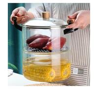 Pentola in vetro con coperchio, pentola trasparente per zuppa a fuoco | Pentola in vetro trasparente con coperchio, pentola versatile per zuppe e cottura a fuoco aperto, ideale per pasta