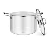 Pentola in vetro da 2,5 l/3,5 l, pentola a fuoco lento in borosilicato resistente al calore con coperchio e doppi manici, utensili da cucina(3.5L)