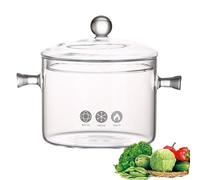 Pentola in vetro for cucinare la pasta sul fornello, pentola a fuoco lento con coperchio, adatta for fornelli, pentole in vetro resistenti al calore for pasta, zuppa di noodle, latte(2L)