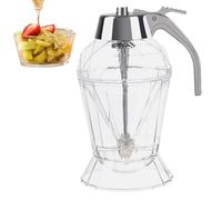Pentola in vetro per miele, 250 ml, con supporto, dispenser antigoccia, contenitore per sciroppo facile da versare, coperchio a prova di perdite, contenitore dolce per servire in modo pulito
