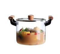 Pentola In Vetro Riscaldabile Con Coperchio E Manico In Legno(4l)