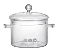 Pentola in vetro trasparente da 1, 5 l/50 oz per pot-pourri con coperchio e manici Pentole in vetro resistenti al calore per cucinare, zuppe, latte, tè e pot-pourri a fuoco lento
