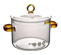 Pentola in vetro trasparente da 1, 5 litri con coperchio Pentola a fuoco lento per microonde con doppio manico Resistente al calore universale per cucinare zuppe di latte