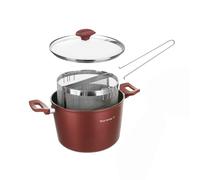 Pentola pasta 22 cm bordeaux con 2 cestelli e coperchio rosso