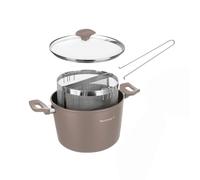 Pentola pasta 22 cm tortora con 2 cestelli e coperchio grigio