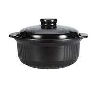 pentola， Pentola for stufato, casseruola, pentola di terracotta, for salutare, piatto resistente al calore, nero(Black)