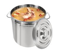 Pentola Pentole Grande 50 litri Pentola induzione in acciaio inox con coperchio per gulash, da campeggio, in acciaio inox, spessore 1,2 mm