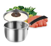 Pentola per alimenti per bambini in acciaio inox, 14 cm, antiaderente con manico singolo, finitura a specchio, adatta per cottura a induzione e fornelli a gas