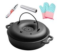 Pentola per arrosto in ferro, per cottura di patate dolci, barbecue e mais, con clip per guanti protettivi, per cucina, casa, barbecue, castagne, mais, verdure, arrosti, calore durevole