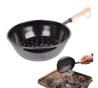 Pentola per carbone, cestino per carbonella, accendifuoco a carbone con manico in legno, pentola per barbecue a carbonella, strumento per bruciare carbone
