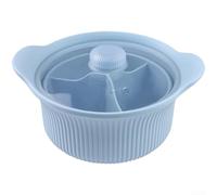 Pentola per cottura a vapore in silicone alimentare per microonde e friggitrice ad aria, coperchio trasparente con fori di ventilazione, base antiscivolo per stabilità (blu grande)