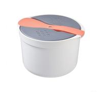 Pentola per cottura a vapore per microonde con sistema di circolazione del vapore per una cottura rapida e uniforme di riso, pasta e verdure; compatta e lavabile in lavastoviglie