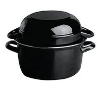 Pentola per cozze APS, pentola per servire cozze da 0,5 kg, pentola per frutti di mare, pentola per servire cozze, pentola per cozze in acciaio smaltato nero