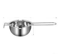 Pentola per fonduta di cioccolato in acciaio 304, piccola caldaia doppia con manico lungo e beccucci per fonduta, sapone, candele, 12,3 cm (A)