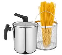 Navaris Pentola per Friggere - Pentola Friggitrice con Cestello in Acciaio Inox - 3,4 L - Cuoci Asparagi Verdure e Pasta Lunga - Spaghettiera con Scolapasta Incorporato