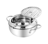 Pentola per friggere, pentola per olio | Design resistente in acciaio inossidabile con termometro integrato, pentole efficienti costruite per preparare snack croccanti per pasti al coperto