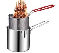 Pentola per friggitrice, friggitrice in acciaio inox con coperchio, Piccola friggitrice a risparmio di olio, Cestino per friggitrice a rete con cestini in filo fritto per friggere cosce di pollo,