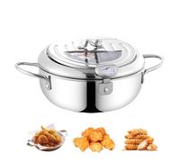 Pentola per friggitrice in acciaio inossidabile | Friggitrice con scolapiatti - Piccola padella per tempura in stile giapponese, facile da pulire per la casa