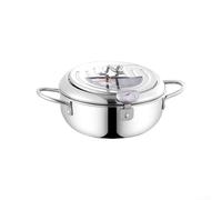 Pentola per friggitrice in acciaio inox con coperchio rimovibile, griglia antigoccia e termometro, progettata per l'uso su varie fonti di fuoco, tra cui gas e induzione (201+20 cm)