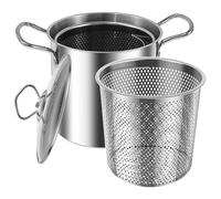 Pentola per friggitrice - Pentola per friggitrice con cestello | Vasetti per friggitrice in acciaio inossidabile 3,5 l | Contenitore per patatine fritte da forno con manici anti-scottatura, pentole