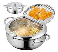 Pentola Per Friggitrice, Pentola Per Tempura Giapponese In Acciaio Inossidabile Da 4, 2 L, Con Indicatore Della Temperatura E Scolapiatti Per Olio, 11 Piccole Fritture Con Manici Per Cucina, Pesce