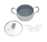 Pentola per friggitrice, pentola per tempura in lega di alluminio stile Janpanese da 17 cm Mini pentola per friggere con doppio manico con coperchio e scolapiatti per olio per