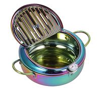 Pentola per Friggitrice, Piccola Friggitrice per Tempura Giapponese, Friggitrice in Acciaio Inossidabile con Termometro Pentola per Friggere Antiaderente da 3,4 Litri Accessorio (Colorato)
