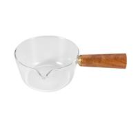 Pentola per il latte in vetro con manico in legno da 400 ml per cucinare insalata e tagliatelle, pentole per fornelli a gas