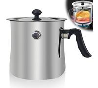 Pentola per latte con coperchio, 1,5 l, con pipa, a doppia parete, con manico in bachelite, per budini, bagnomaria, in acciaio inox, per induzione a gas