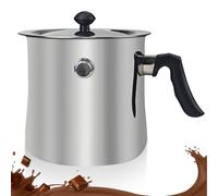 Pentola per latte da 1,5 l con coperchio, a doppia parete con manico in bachelite, pentola con pipa, pentola per budini, bagnomaria, in acciaio inox, per induzione a gas