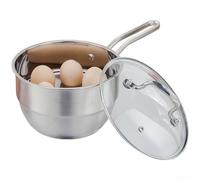 Pentola per latte per acciaio 20cm con per vaporiera Pentola | Design 2-in-1, bollitore per latte e cesto vapore, cottura simultanea uova e pasta, risparmio tempo