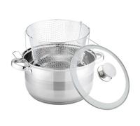 Pentola per pasta da 6,5 l, con colino, in acciaio inox, per cottura a induzione, con coperchio in vetro