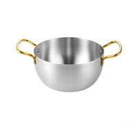 Pentola per ramen in acciaio inox con manici per cucinare zuppe, pasta al curry, compatibile con fornelli a gas, design impilabile per cucina di casa o campeggio (18 cm)