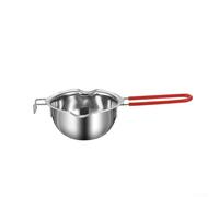 Pentola per sciogliere a doppia caldaia, 480 ml, in acciaio inox, con manico ergonomico, per cucina e artigianato (manico rosso)
