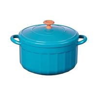 Pentola per spaghetti piccoli Pentola per ramen Coperta per cucina Pentole Contenitore per alimenti con coperchio Binaurale per zuppa di cipolle francese Dormitorio per studenti Uso(Blu pavone)