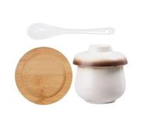 Pentola per stufato in ceramica, 250 ml, piccola in ceramica per zuppa con coperchio e cucchiaio, da cucina per uova e noodles - per uova, verdure, zuppe, dessert e snack