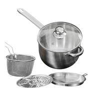 Pentola per tempura - Pentola bollente per cuocere a fuoco lento | Interno antiaderente in alluminio pressofuso con cestello filtrante rimovibile Pentole professionali essenziali per tacos, anelli di