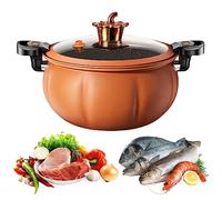 Pentola per Zucca, Pentola per Zucca in Ceramica da 8 Litri con Coperchio, Pirofila Ciotola per Zucca Carina, Casseruola Resistente a Forma di Zucca, Pentola per Zuppa in Ceramica per Forno Oland