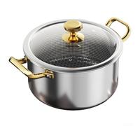 Pentola per zuppa in acciaio inox con coperchio e cestello per cottura a vapore, 28 x 28 x 19 cm, design con base a nido d'ape, distribuzione uniforme del calore, non, per cucinare a casa e preparare