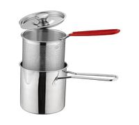 Pentola piccola per friggitrice in acciaio inox, con cestino e coperchio, per cucina, sala da pranzo, cottura a vapore