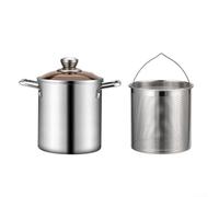 Pentola profonda in acciaio inox con cestello, friggitrice multiuso per patatine, verdure, carne, wonton, tempura, per pentole da cucina con manici