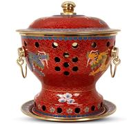 Pentola Rame Cinese, Stile Pechino, Design Diviso, Corpo Spesso | Pentola rame stile Pechino antico con design diviso e corpo spesso. Ideale per shabu mongolo, riunioni familiari(Vermillion)