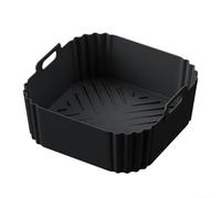 Pentola riutilizzabile in silicone per friggitrice ad aria Cosori AF181 AF180 5,5-6,2 l, inserto da cucina con design rialzato, larghezza 22,5 cm, altezza 9,5 cm, nero (A nero)