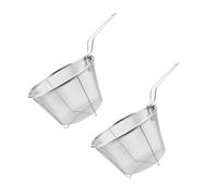 Pentola Scolapasta Metallo 2 pezzi Cestello for friggere rotondo in acciaio inossidabile Schiumarola Cucchiaio Manico Cibo Cestello Friggitrice Drenare